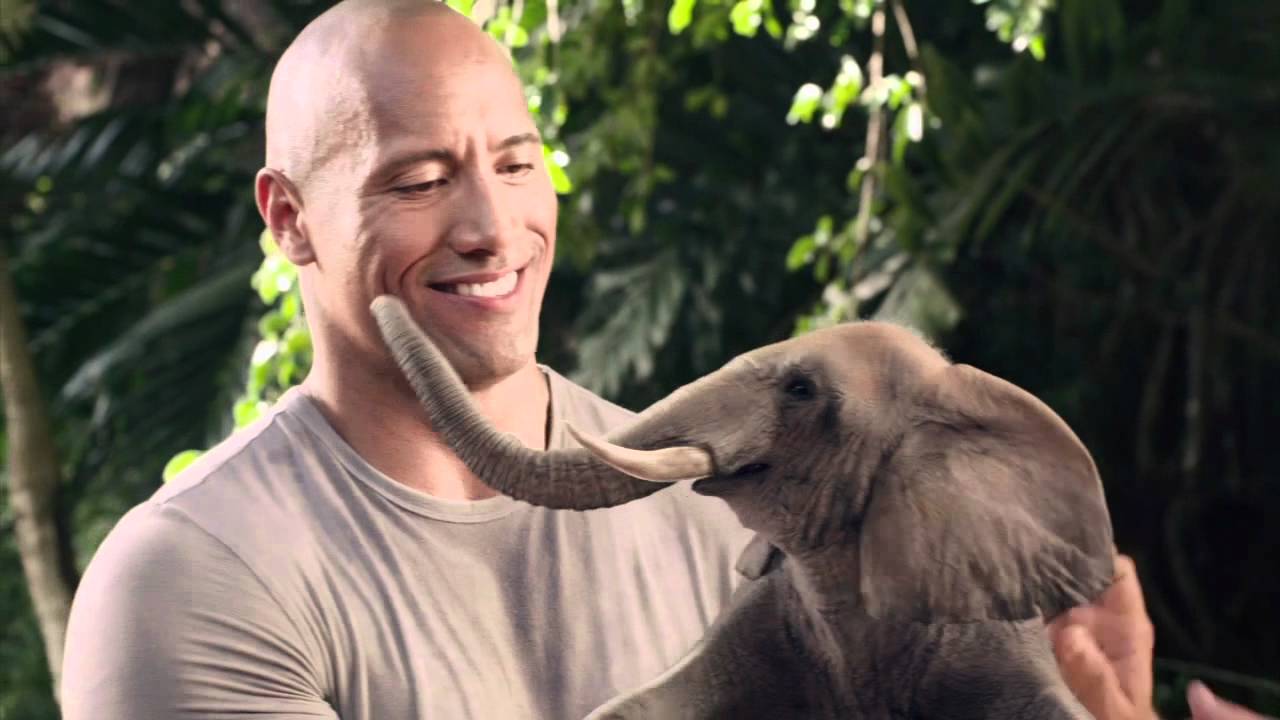 The Rock and an actual-size elephant