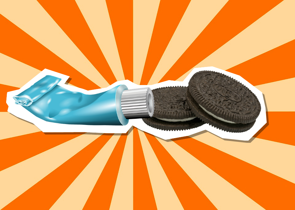 Oreos covered in toothpaste!