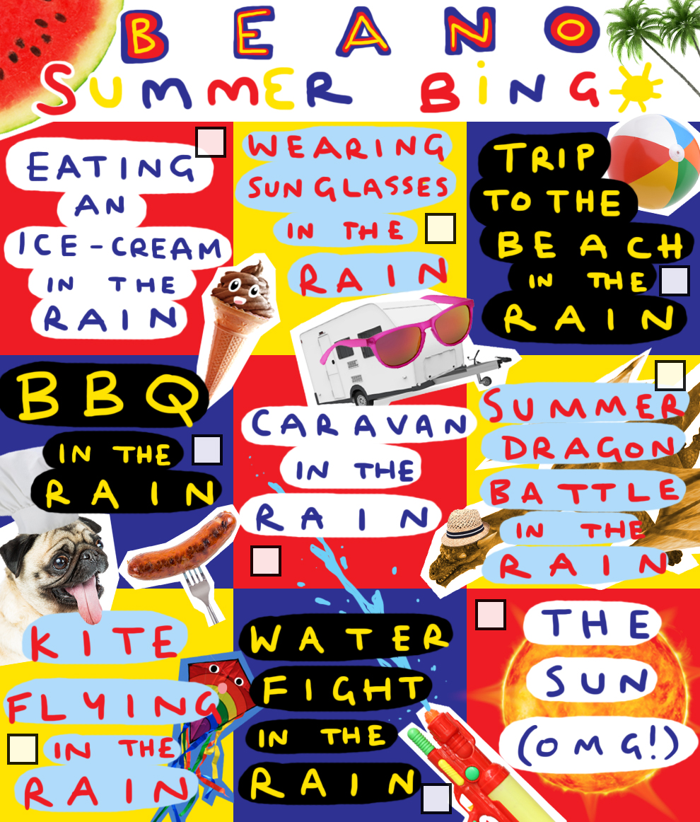 Beano Summer Bingo Card