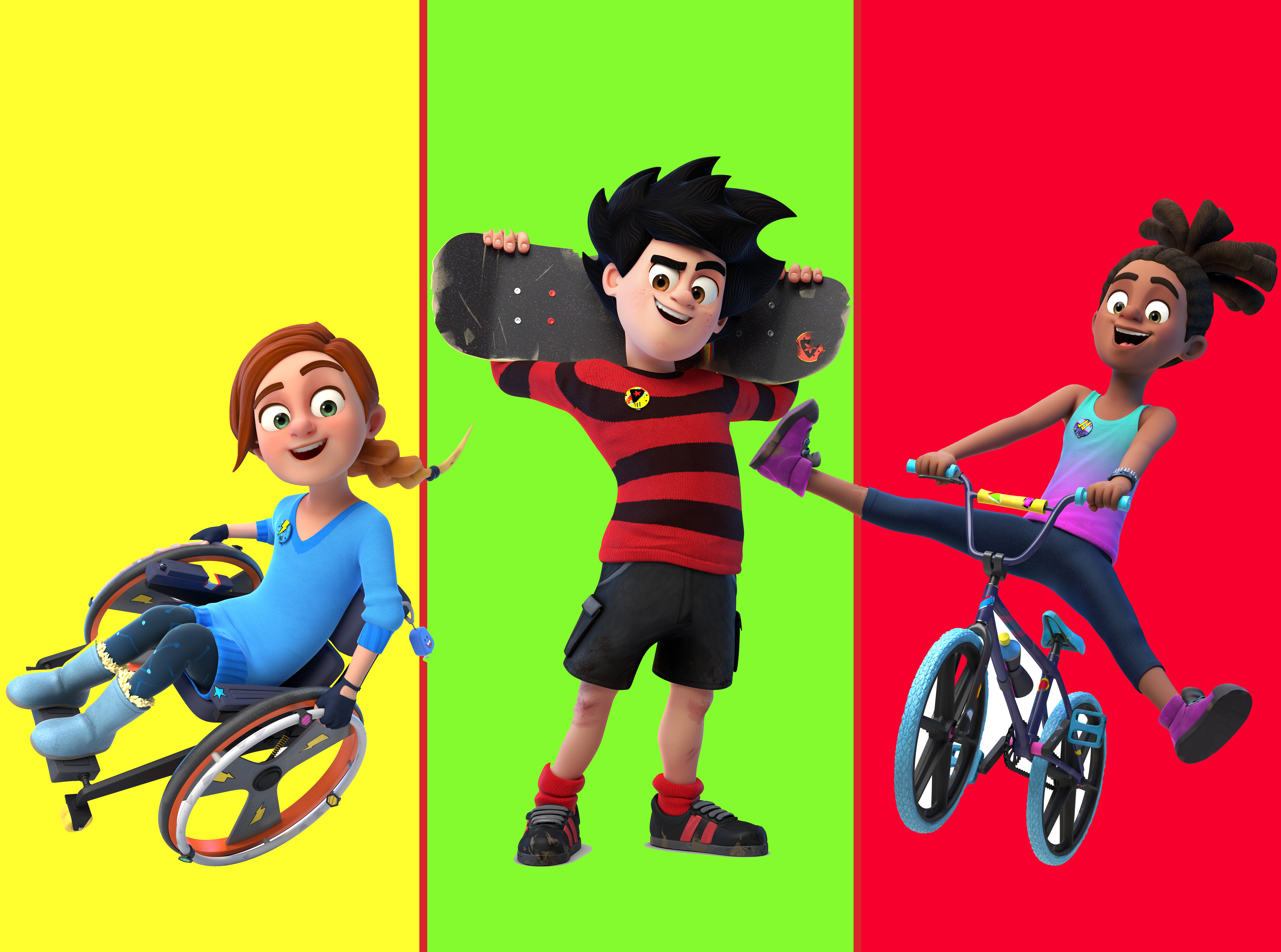 Rubi, Dennis and JJ from Dennis and Gnasher Unleashed