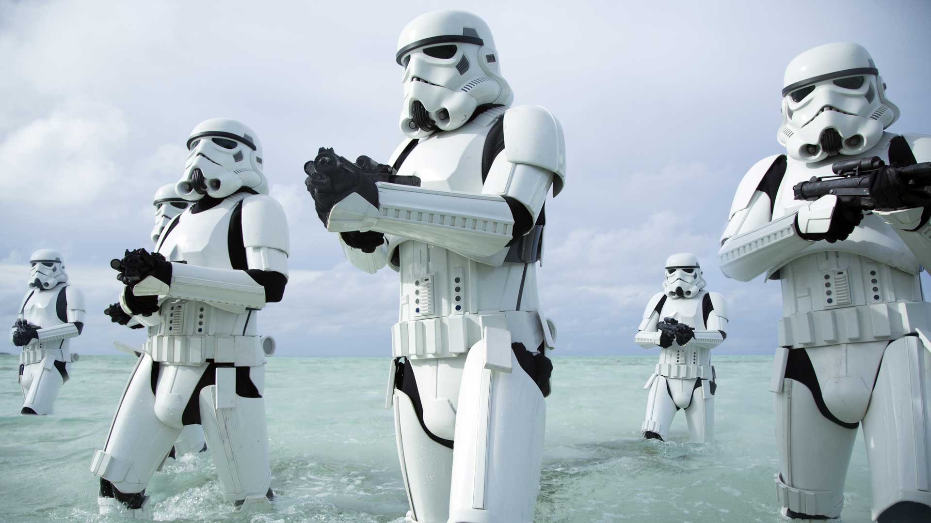 Stormtroopers on the beach from Rogue One