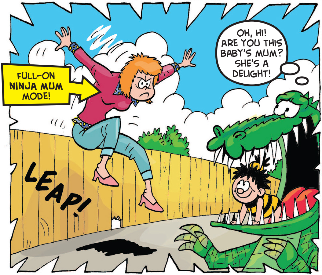 Croc Shock: Dennis' ninja-Mum to the resuce!