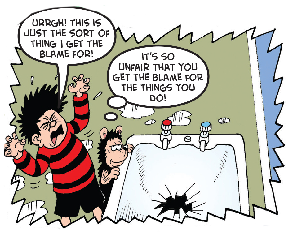 Dennis and Gnasher know how to make a bath overflow