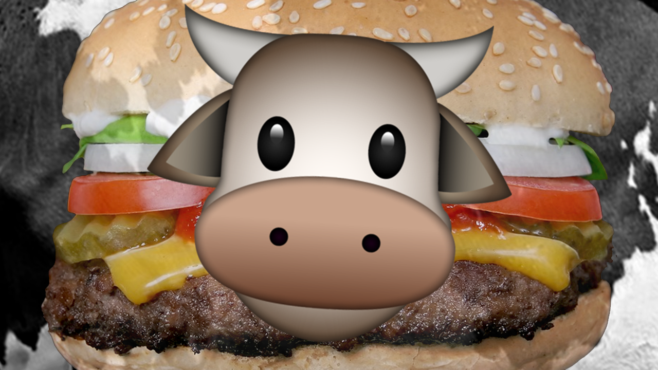 Cow emoji burger