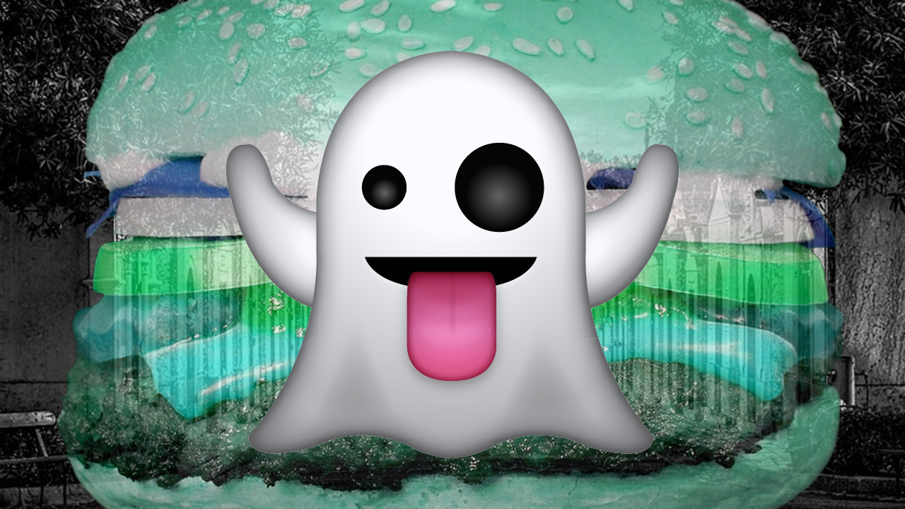 spooky ghost emoji burger