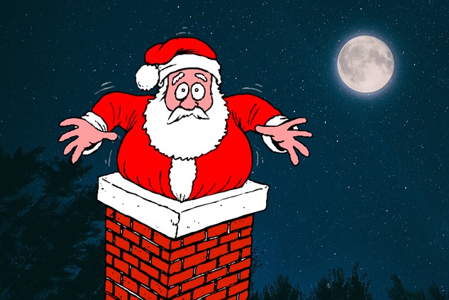 Santa stuck in the chimney