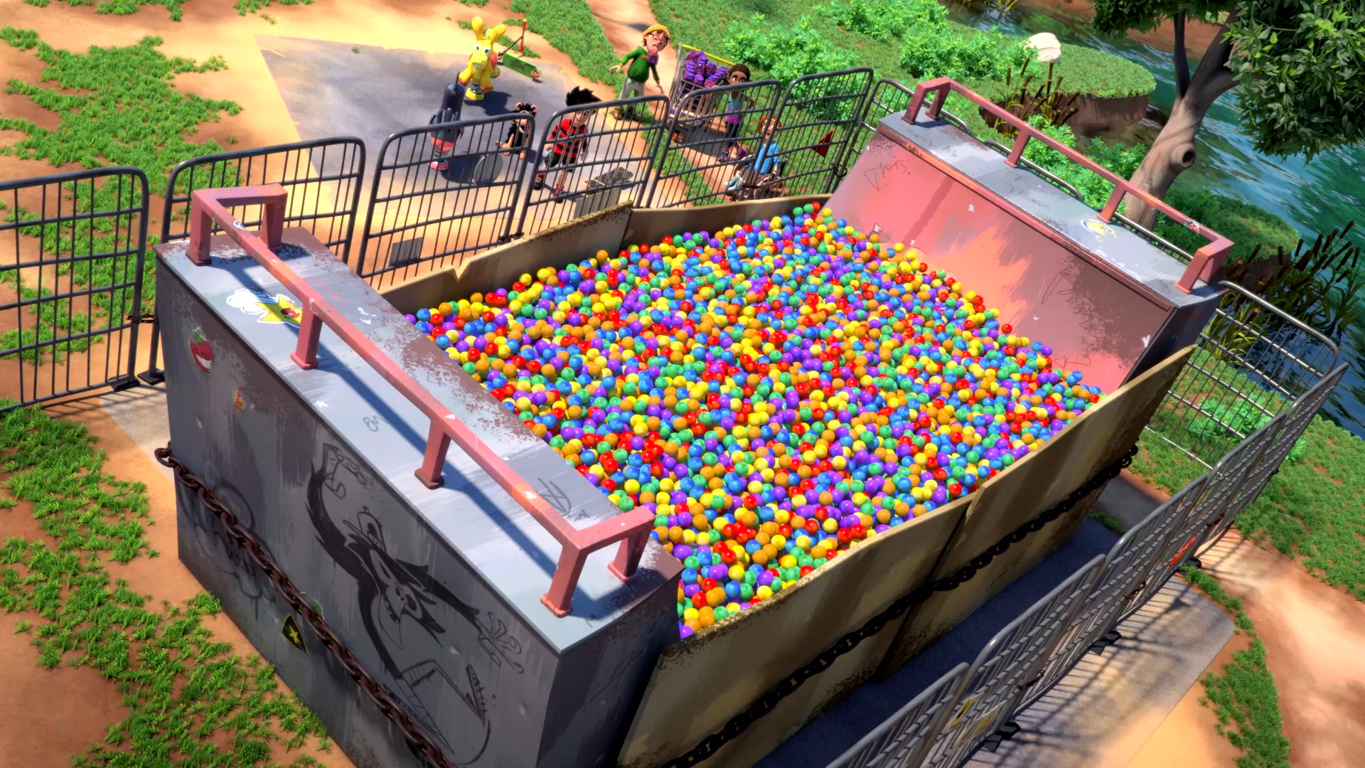The half pipe is a now a ball pool