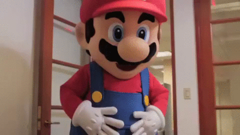 Super Mario waving hello