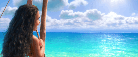 Moana looks out at the ocean 