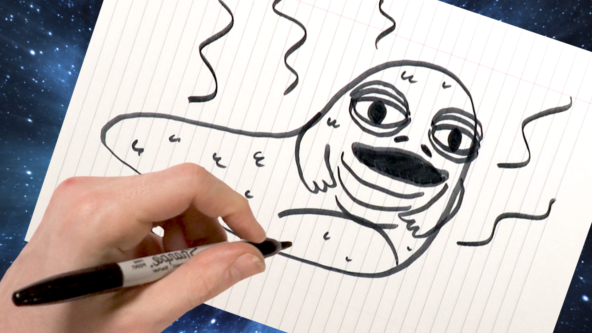 Jabba being drawing in outer space