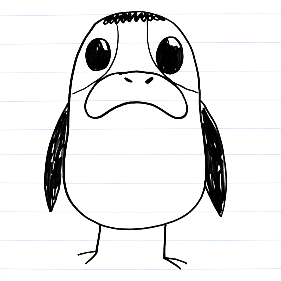 Drawing of a porg