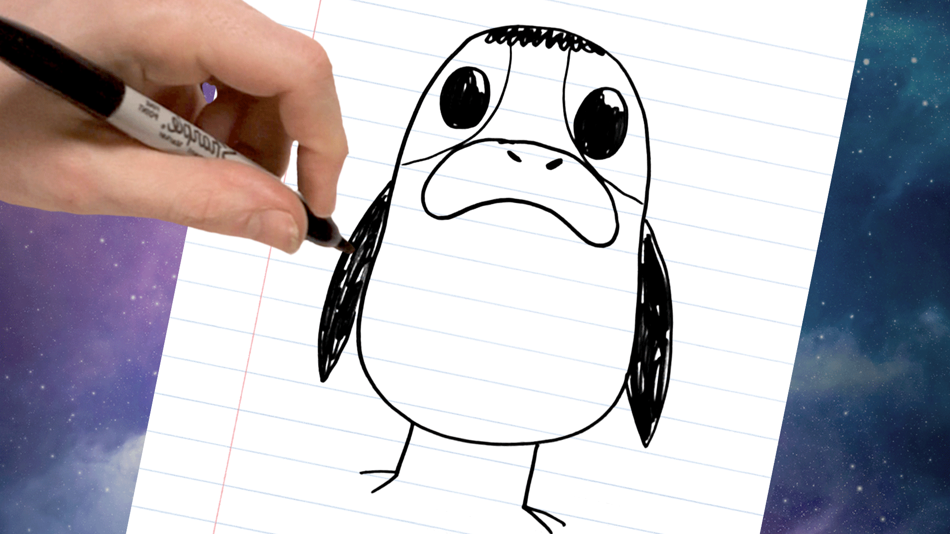 Drawing a screaming porg