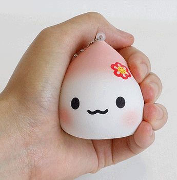 A squishy toy with keyring 