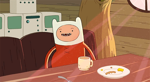 Finn the Human relaxing in a tracksuit