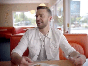 Justin Timberlake using cutlery