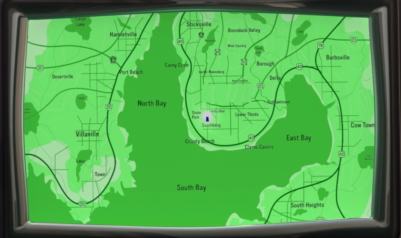 A map featuring the city where the Parr family lives