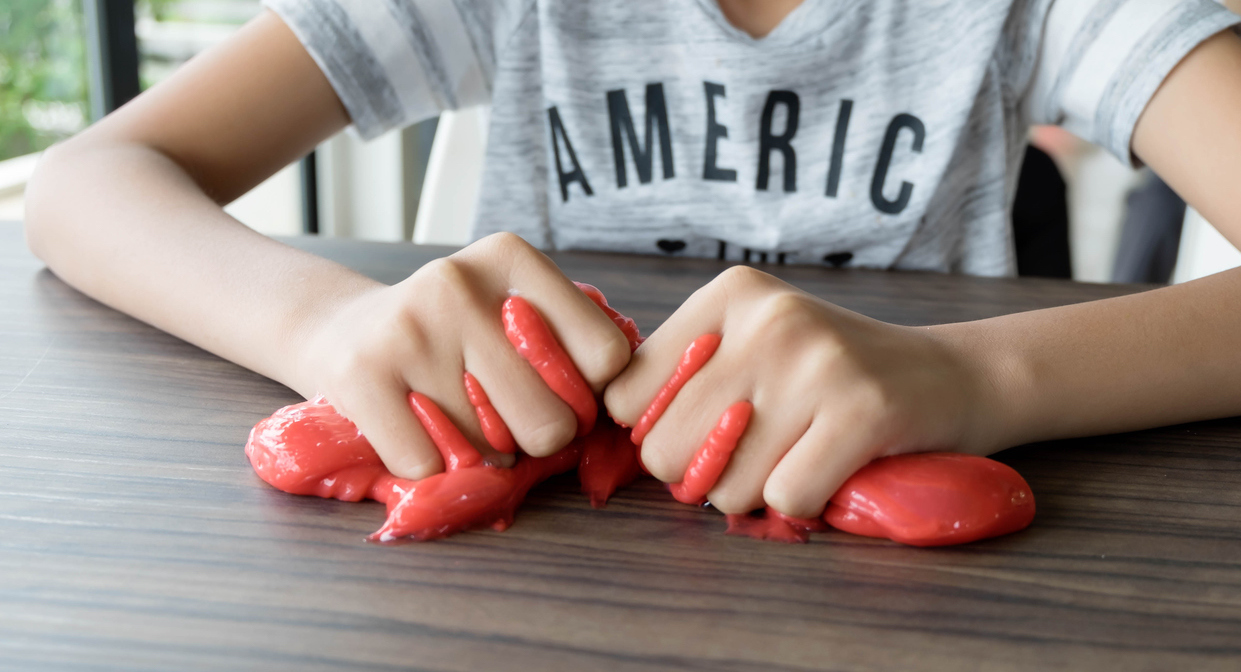 Two handfuls of red slime
