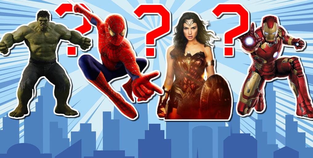 Superhero quiz featuring Wonder Woman, Iron Man, Spider-Manand Hulk