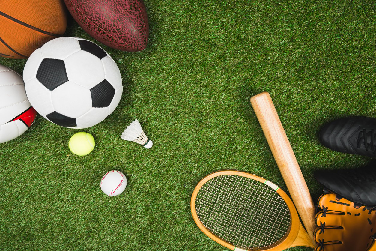 A selection of sports equipment 