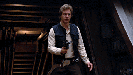 Han Solo uses a special blaster