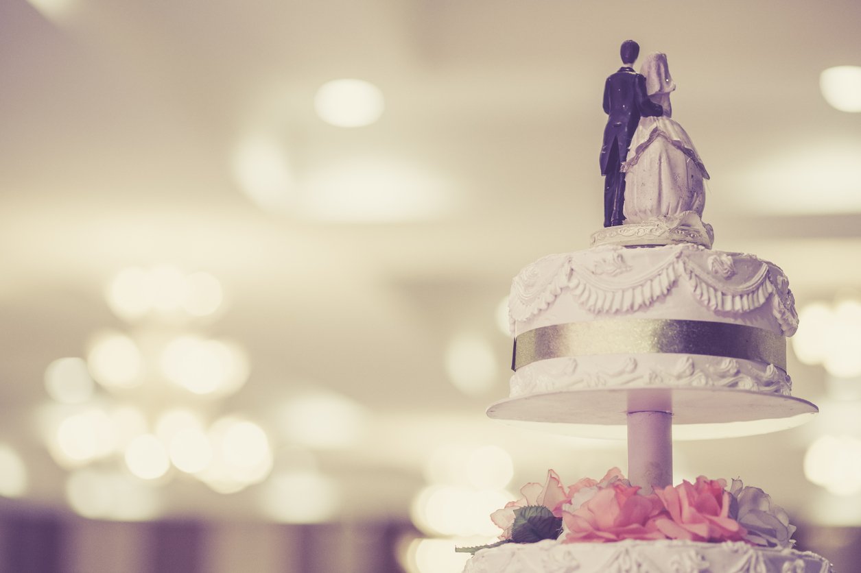 Vintage style photograph of a traditional wedding cake