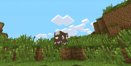 A cow in Minecraft