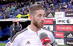 A Real Madrid player is interviewing after a match