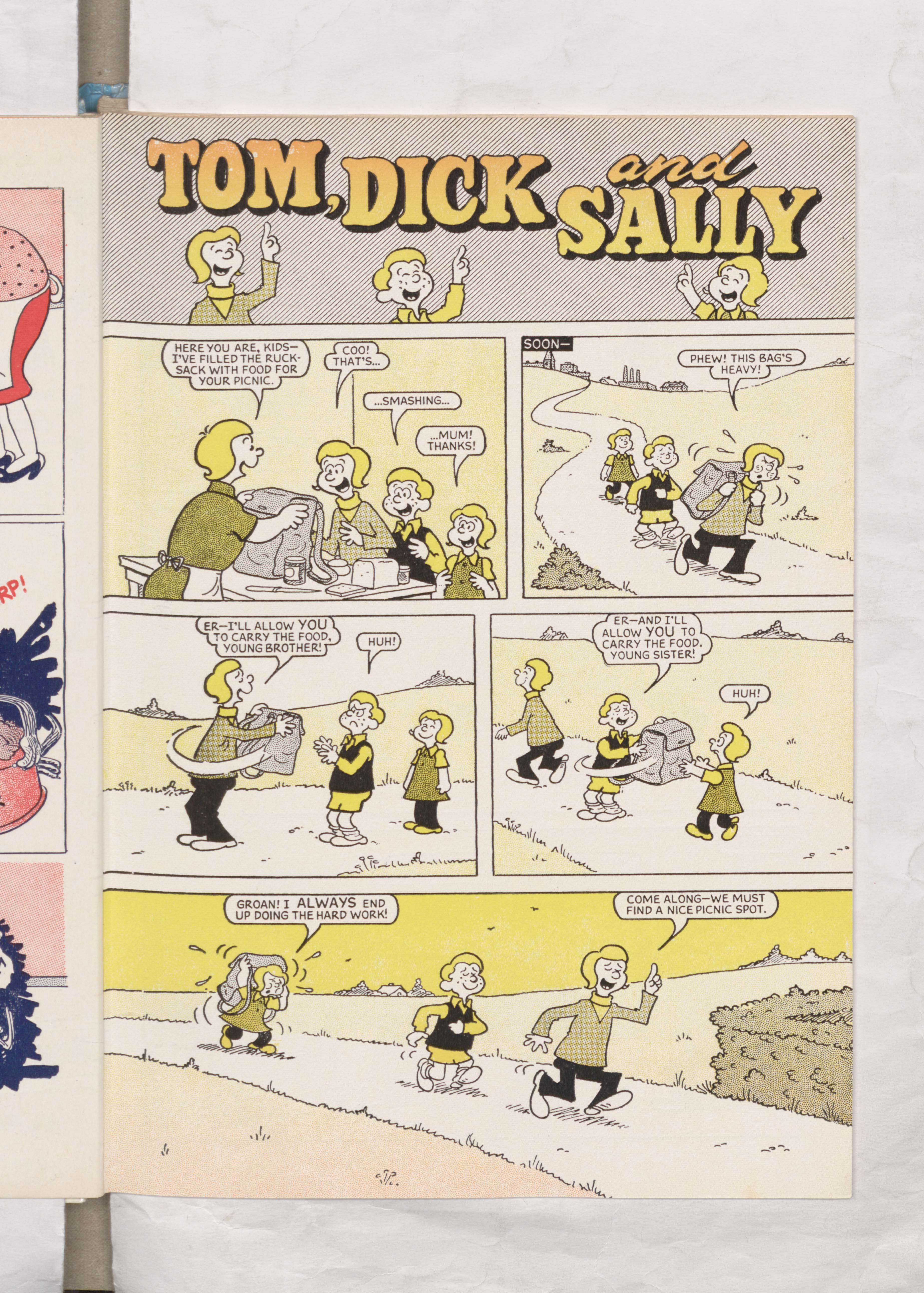 Meet Tom, Dick, and Sally! Page 1 - Beano Book 1975 Annual