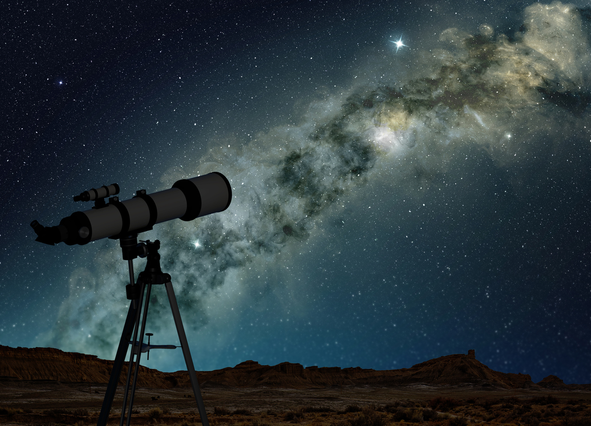 A telescope pointed at the night sky