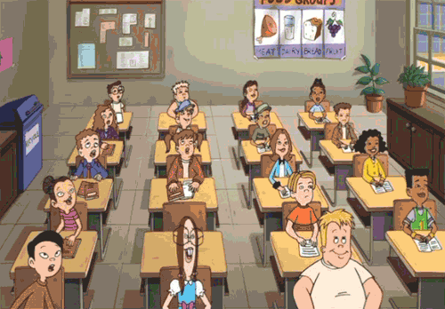 A cartoon of a school class