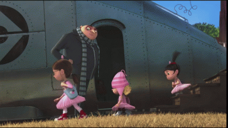 Gru goes for a walk with his kids
