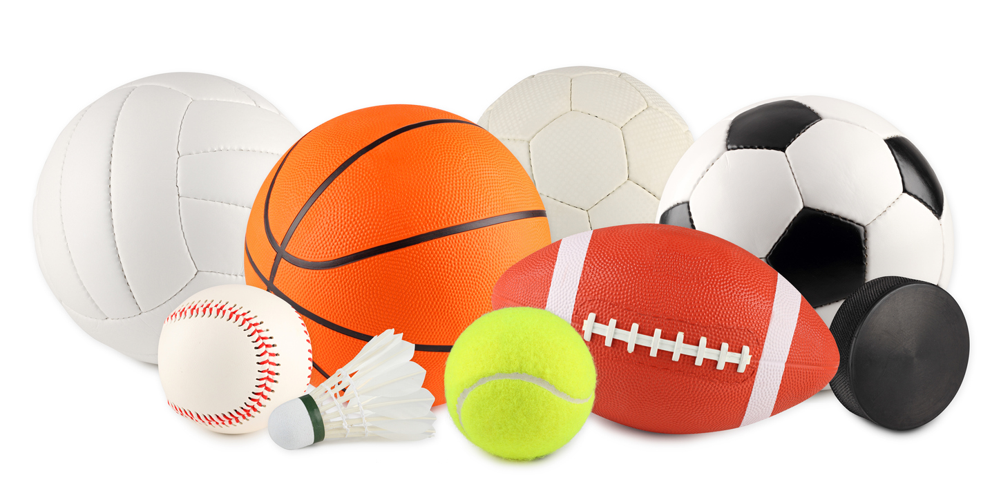 A collection of sports equipment