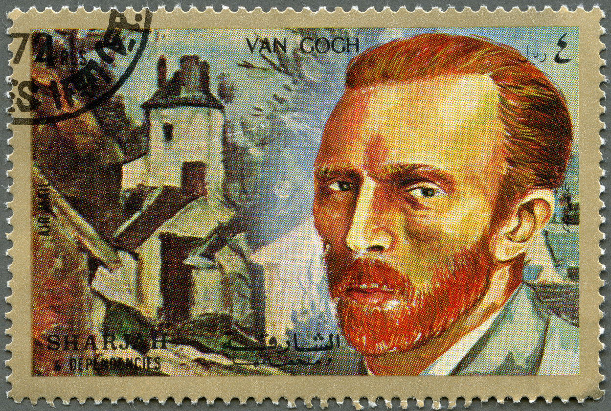 A stamp featuring Van Gogh