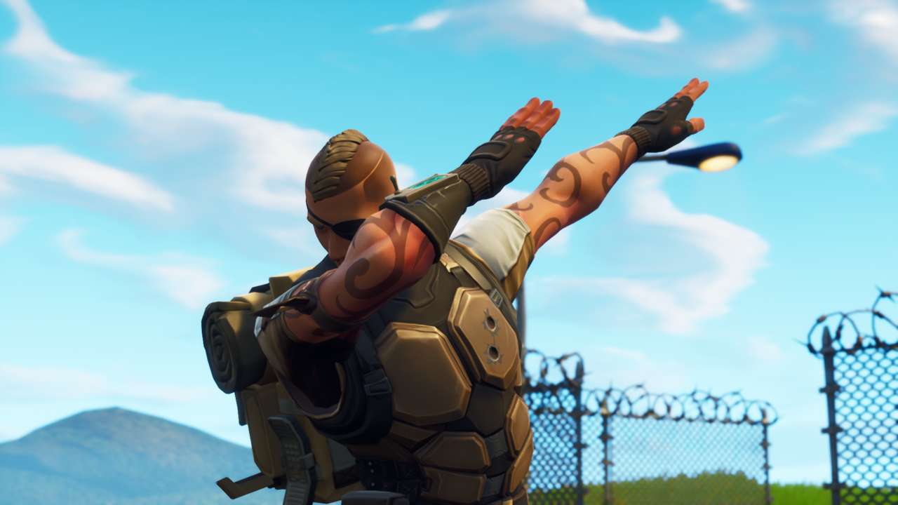 A Fortnite player dabs