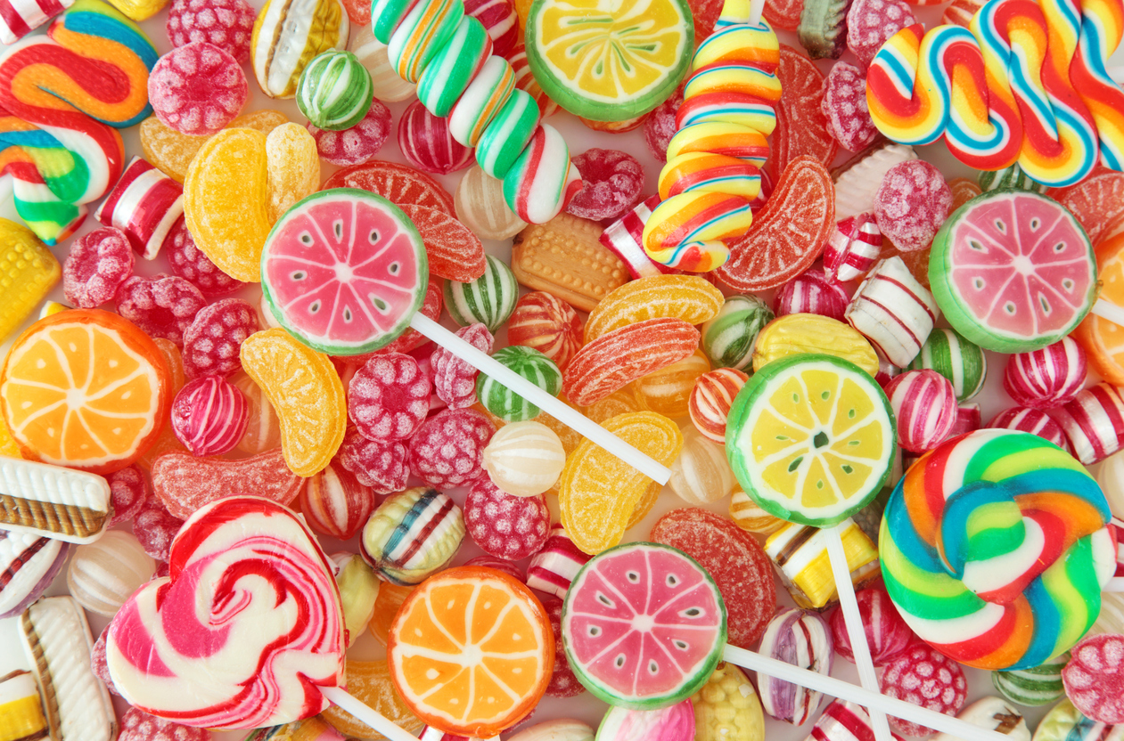 Mixed colourful fruit bonbons