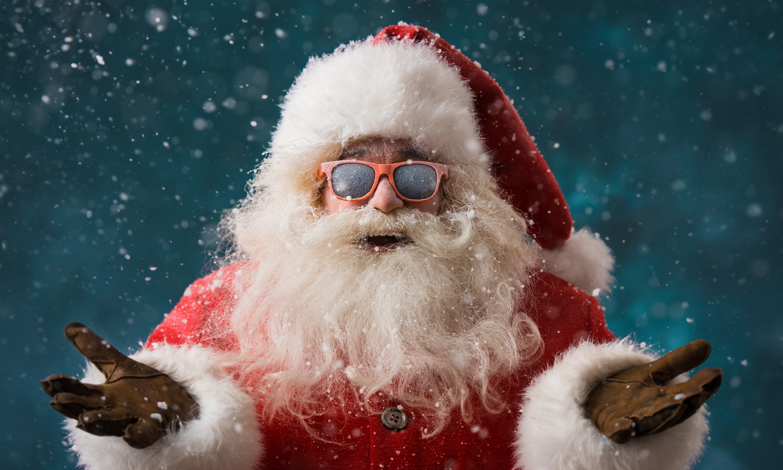 Santa Claus wearing sunglasses