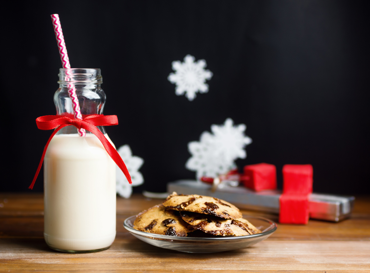 Milk and cookies left out for Santa