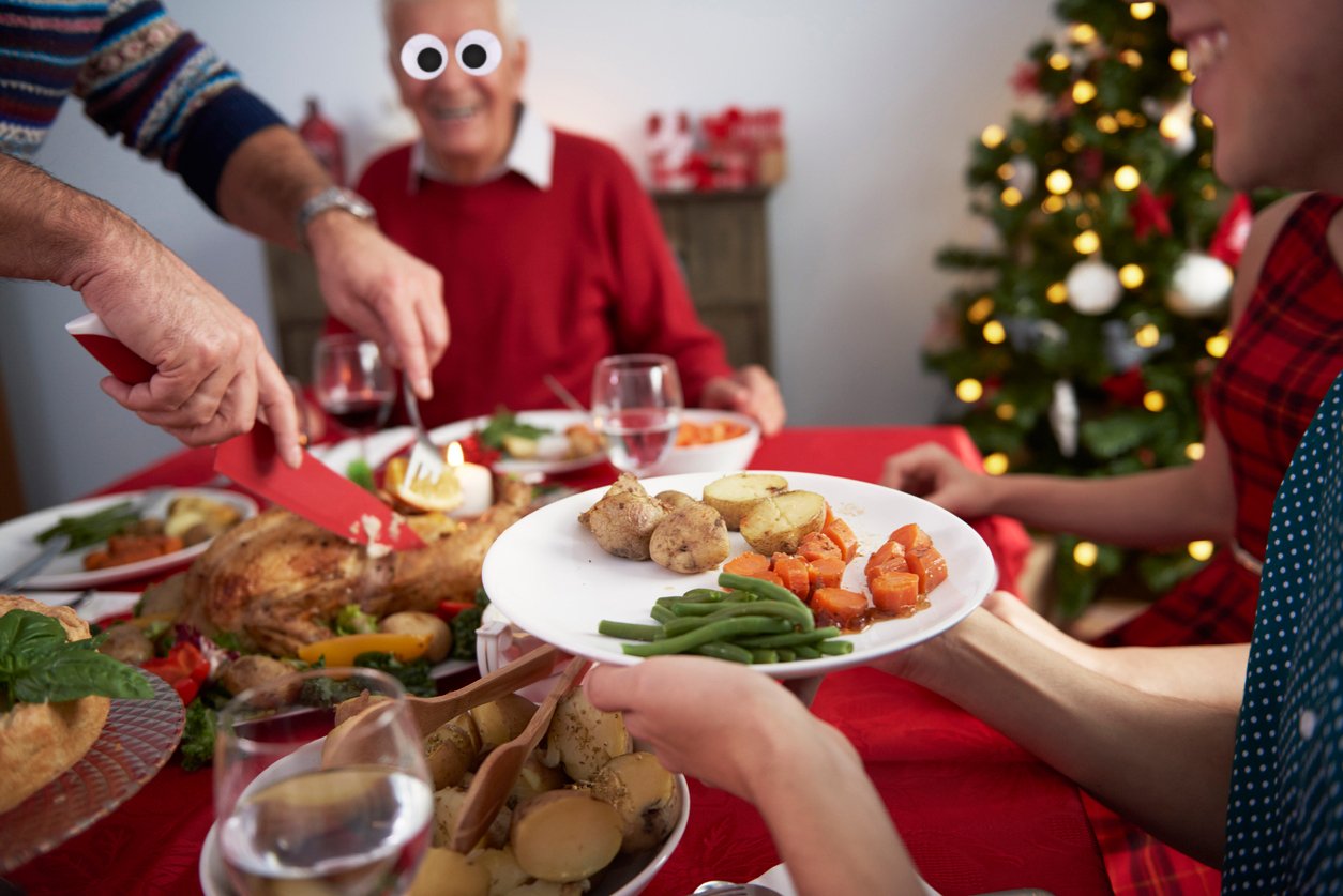 A family enjoying Christmas dinner