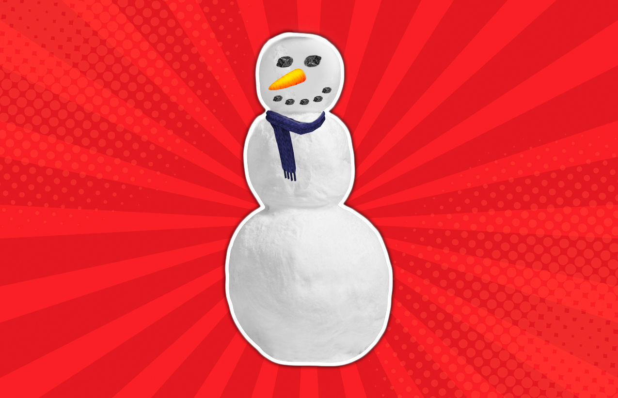 A snowman wearing a scarf