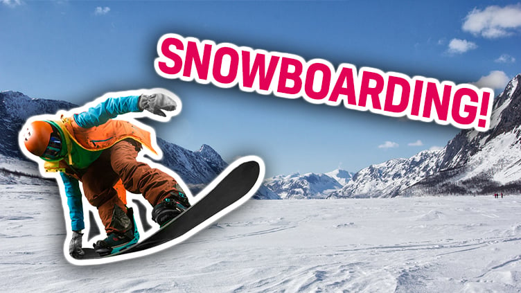 A person snowboards on a massive mountain