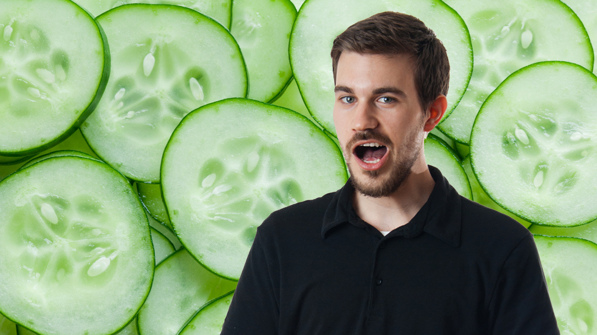 A man burping after eating a lot of cucumbers