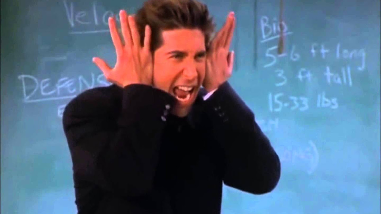 Ross Geller impersonating a dinosaur