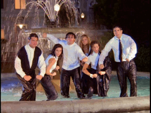 Friends in a fountain