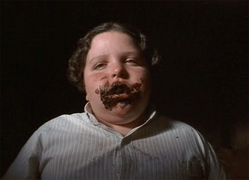 Bruce Bogtrotter eating chocolate