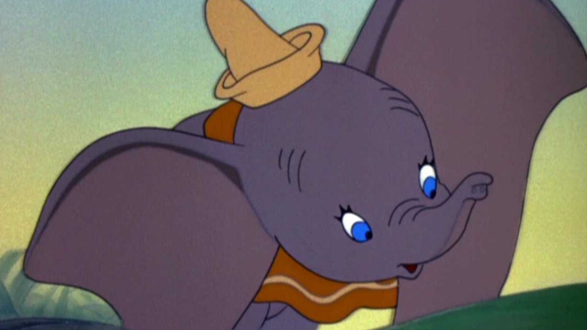 Dumbo wearing a yellow hat
