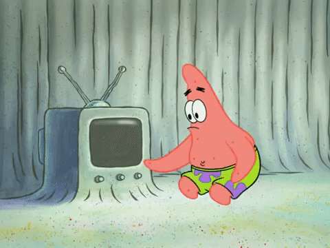 A SpongeBob SquarePants gif of Patrick watching TV