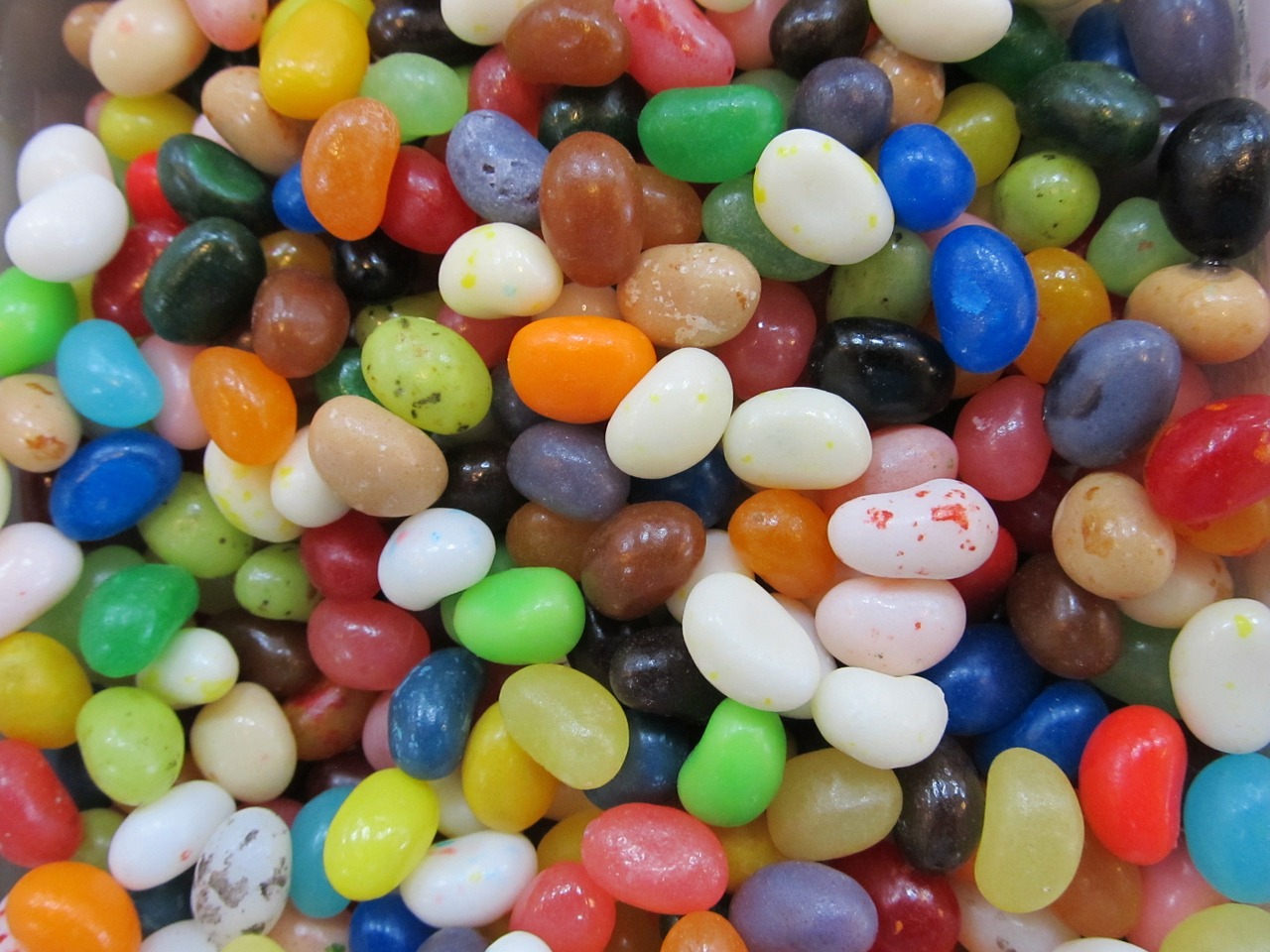 A big pile of colourful jellybeans