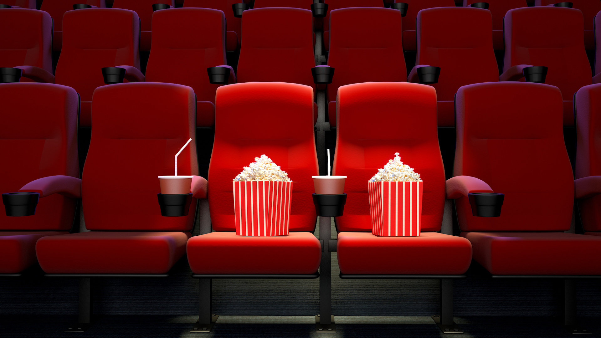 Popcorn, drinks and cinema seats