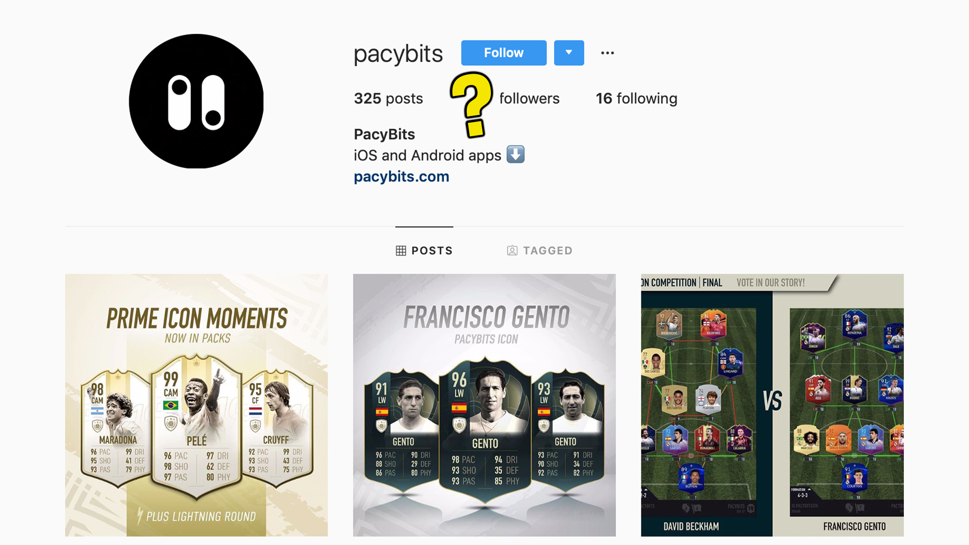 Pacybits Instagram screenshot