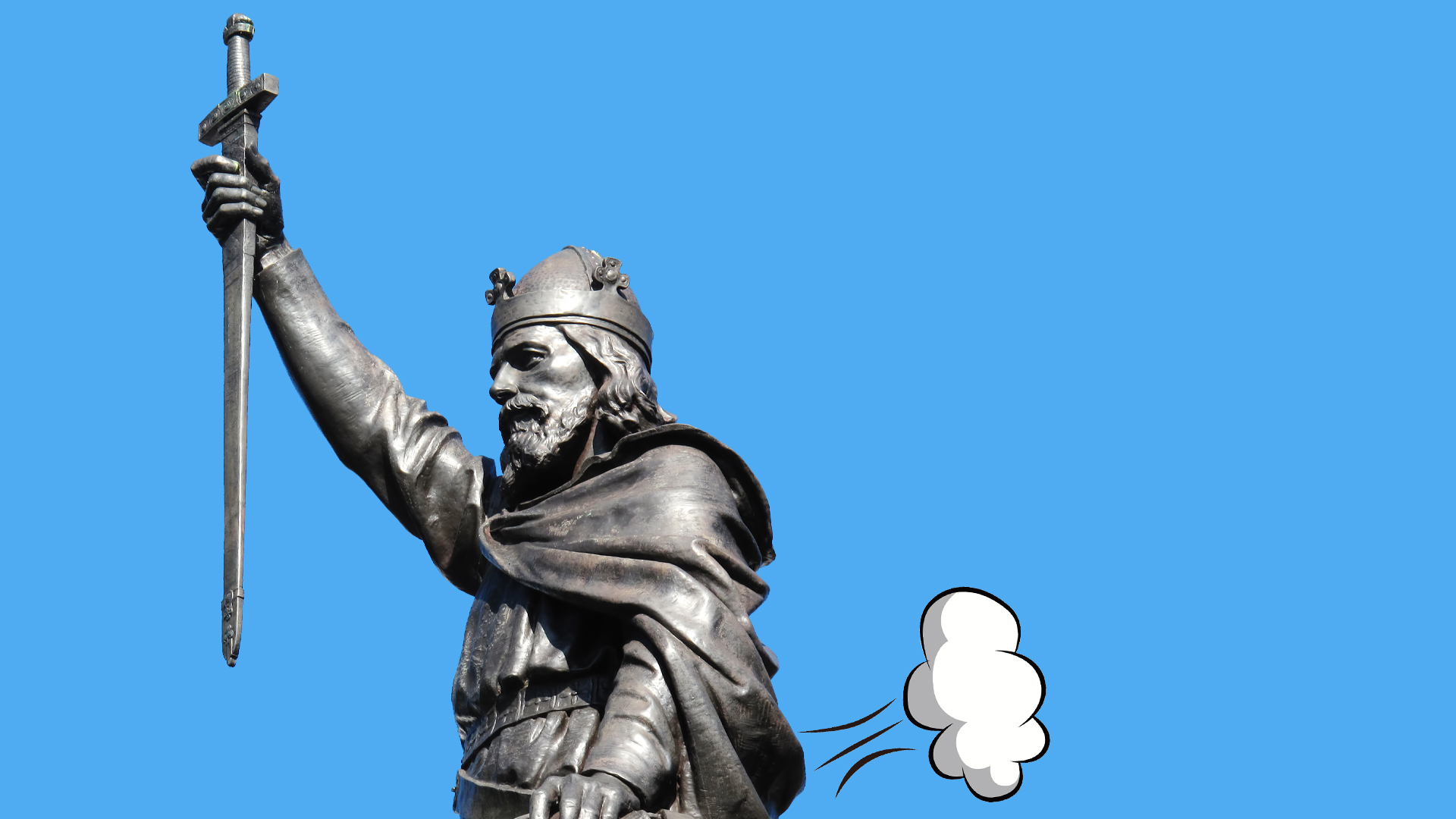 King Alfred farting in the air